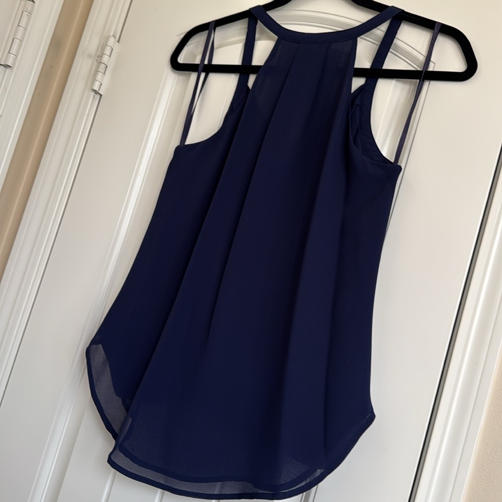 NWT Naked Zebra Elegant Navy Blue Top Size S - Picture 7 of 12